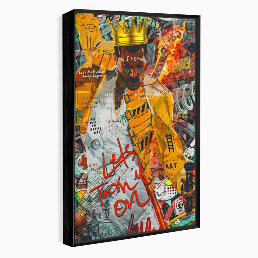 Tablou canvas cu tablou canvas cu freddie mercury stil grafitti, in rama de aluminiu negru